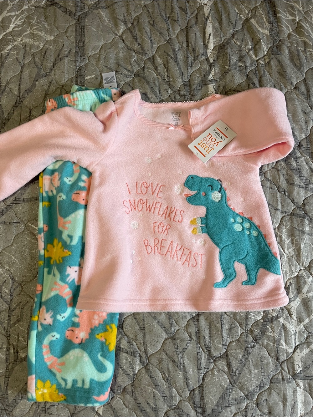 Carter's Pink and Teal Dinosaur Pajama Set